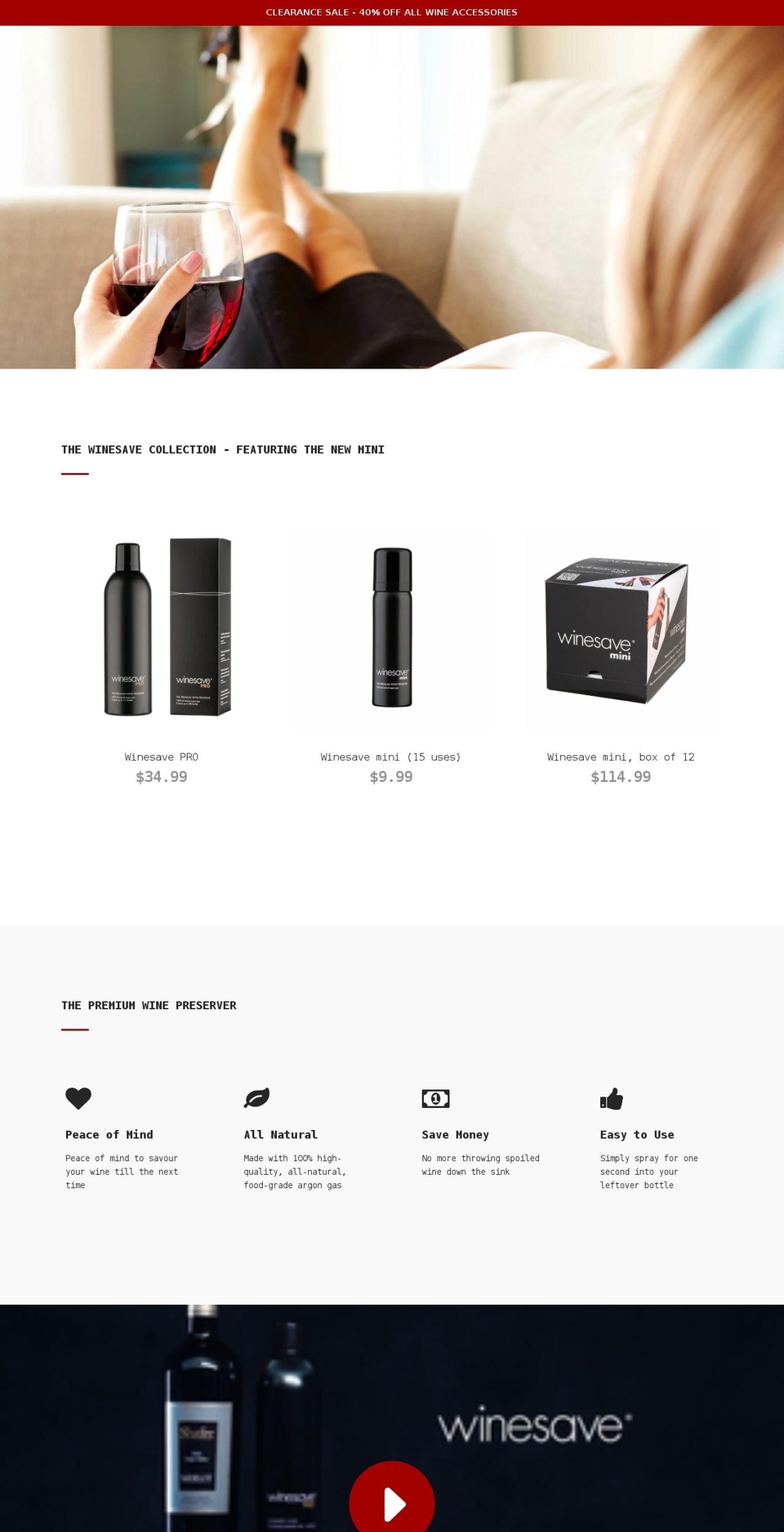 winesave.com.au shopify website screenshot