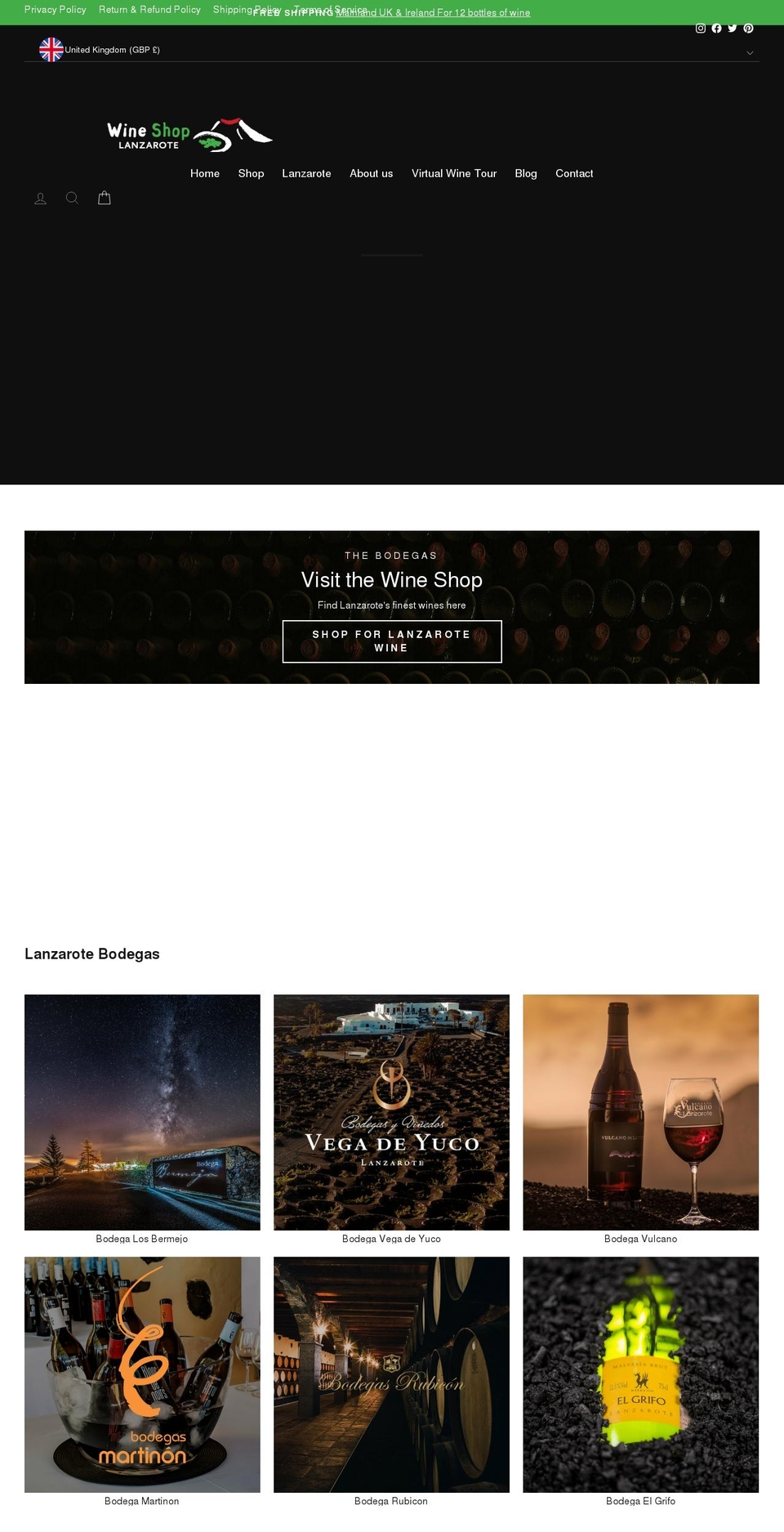 wineshoplanzarote.com shopify website screenshot