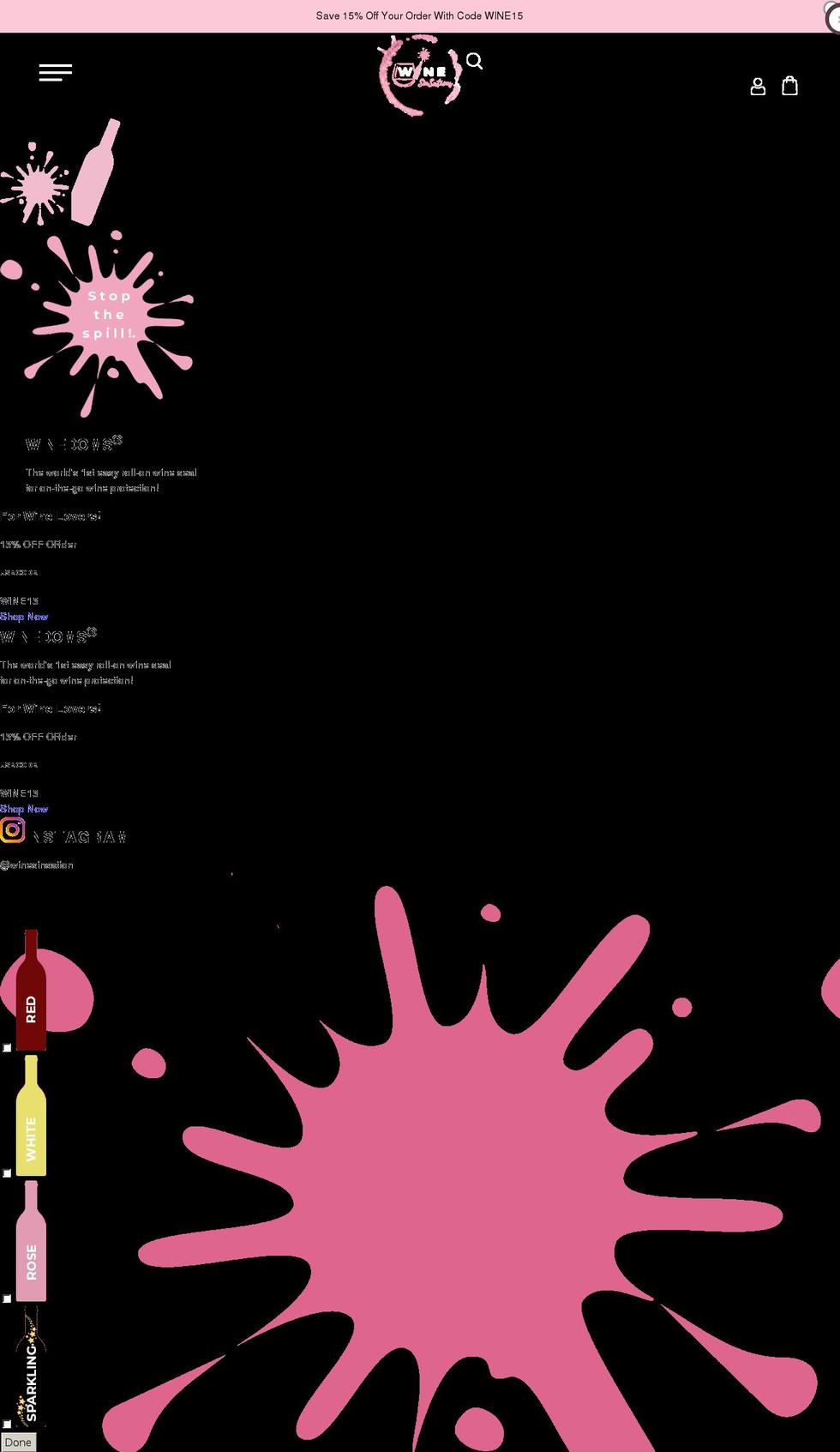 winesinsations.com shopify website screenshot