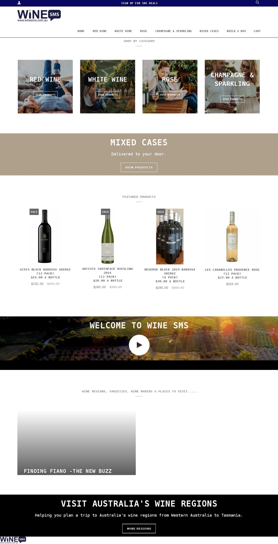 winesms.com.au shopify website screenshot