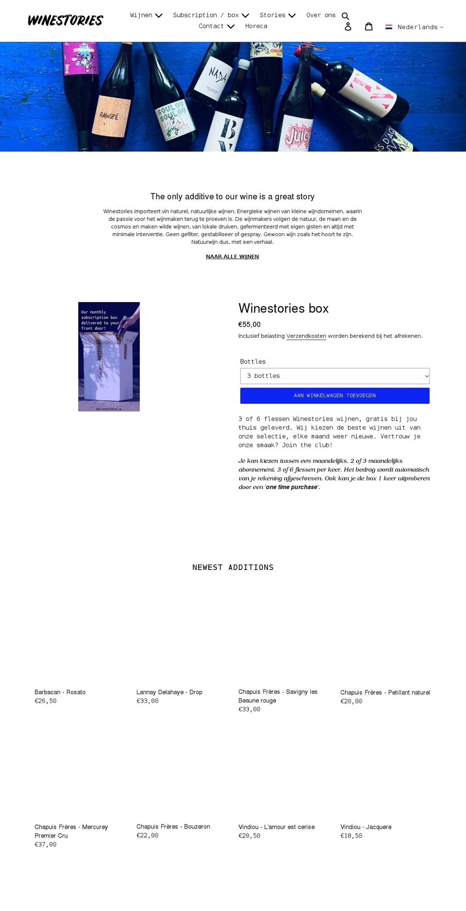 winestories.nl shopify website screenshot