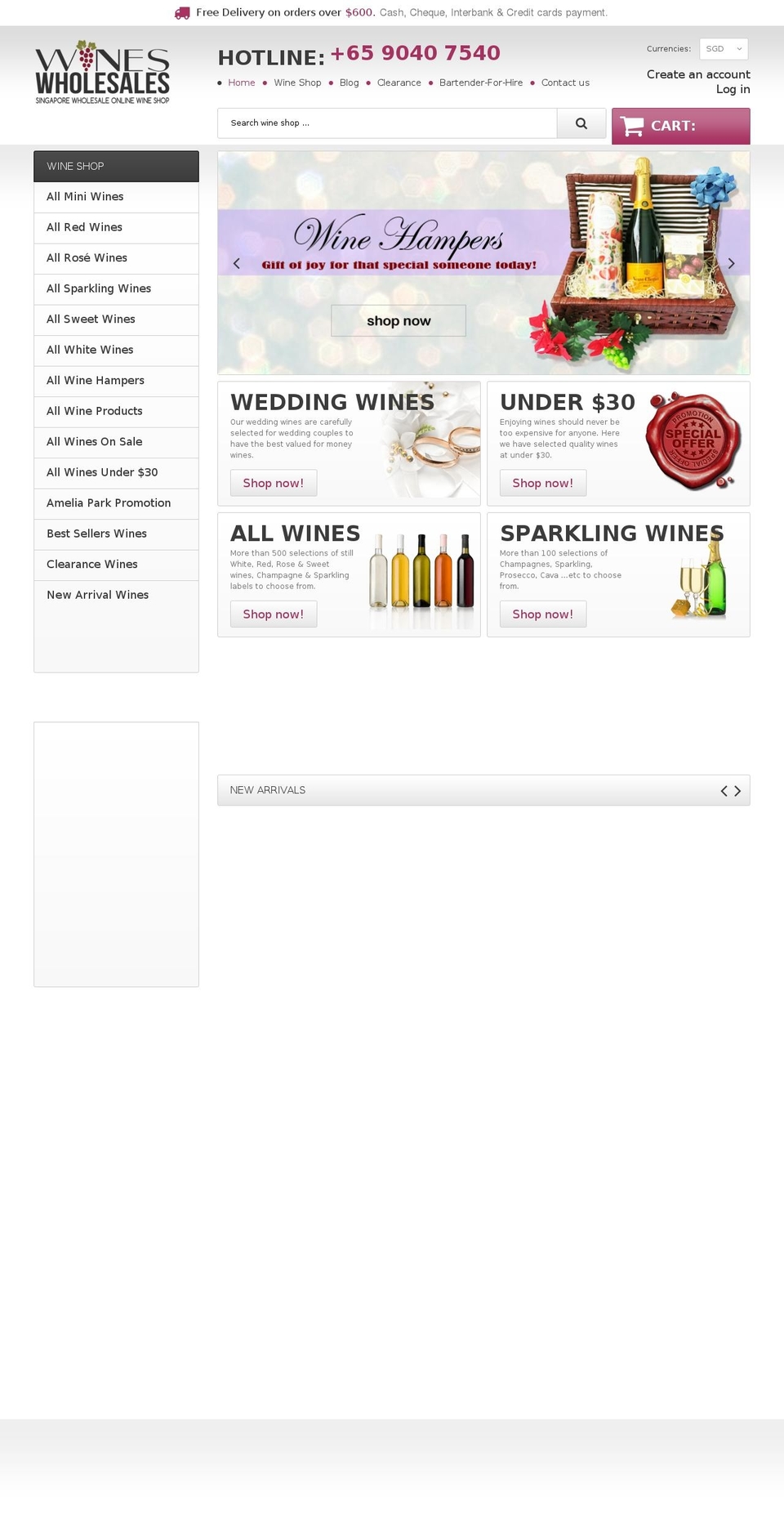 wineswholesales.com shopify website screenshot