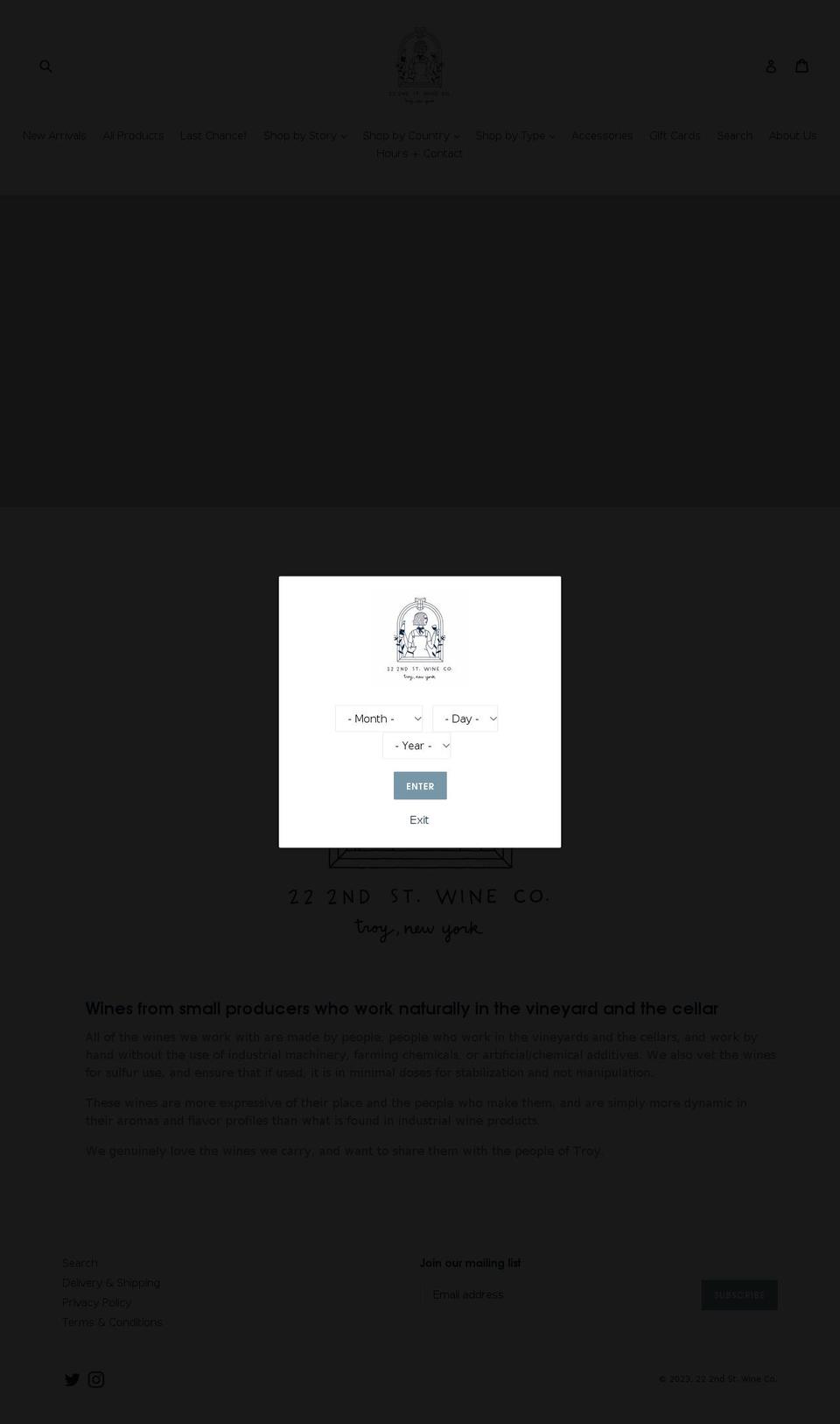 winetroy.com shopify website screenshot