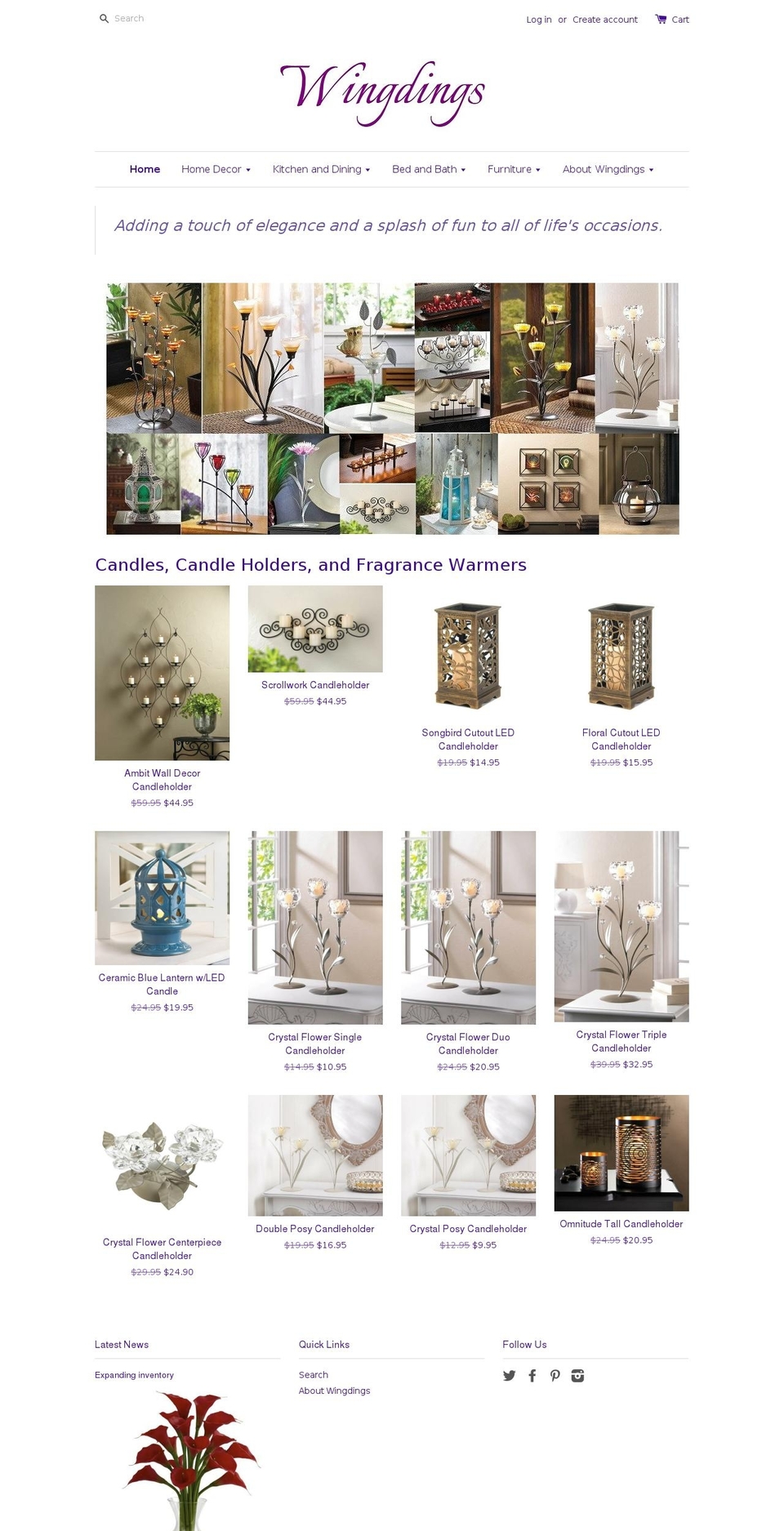 wingdingsandthings.com shopify website screenshot