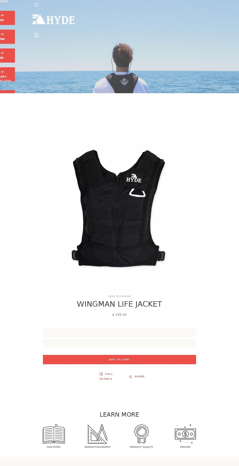 wingmanlifejacket.com shopify website screenshot