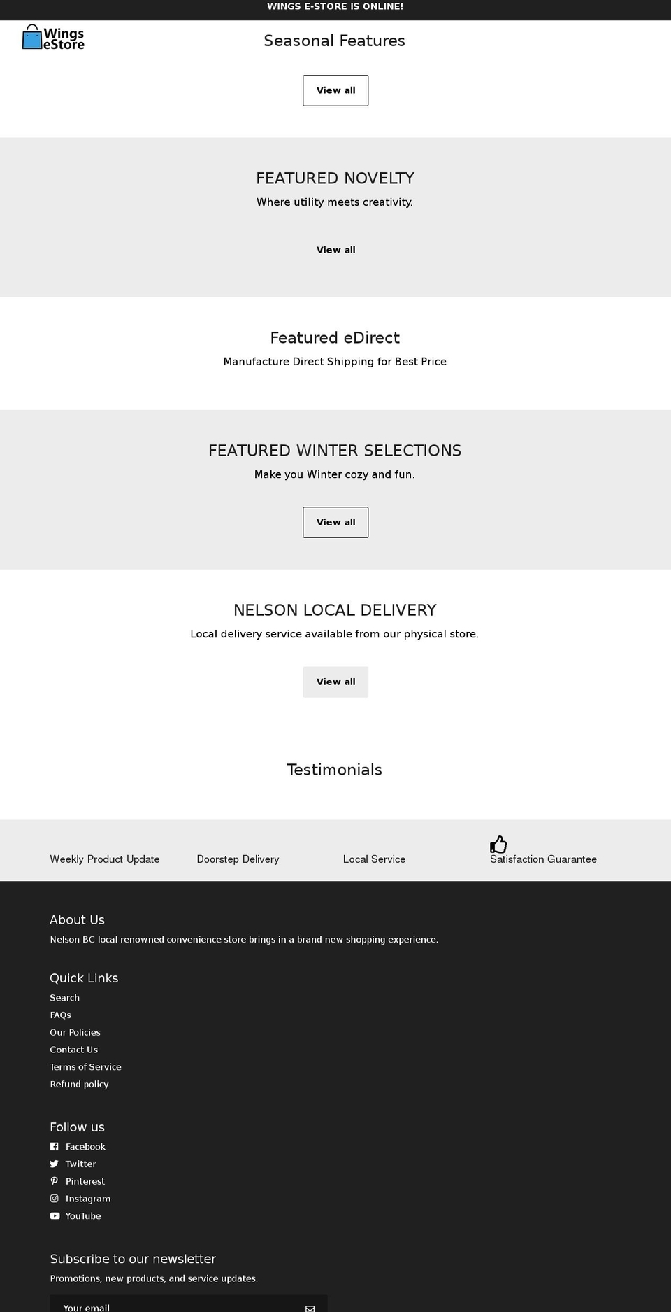 wingsbc.ca shopify website screenshot