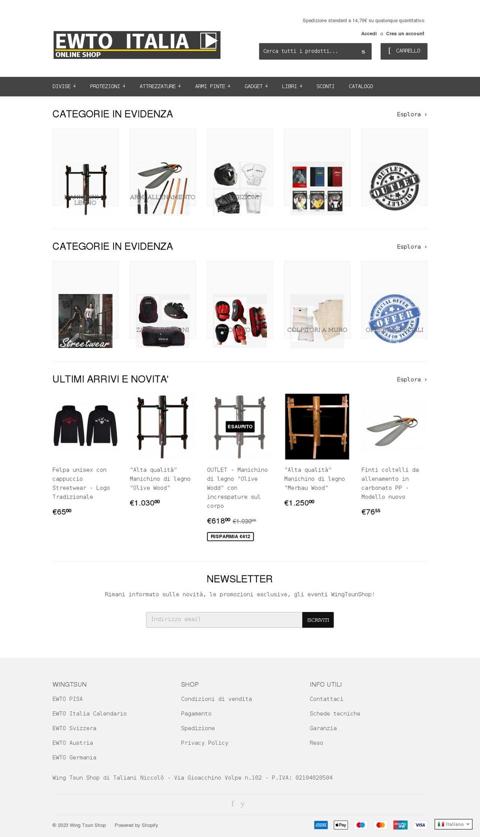 wingtsunshop.it shopify website screenshot