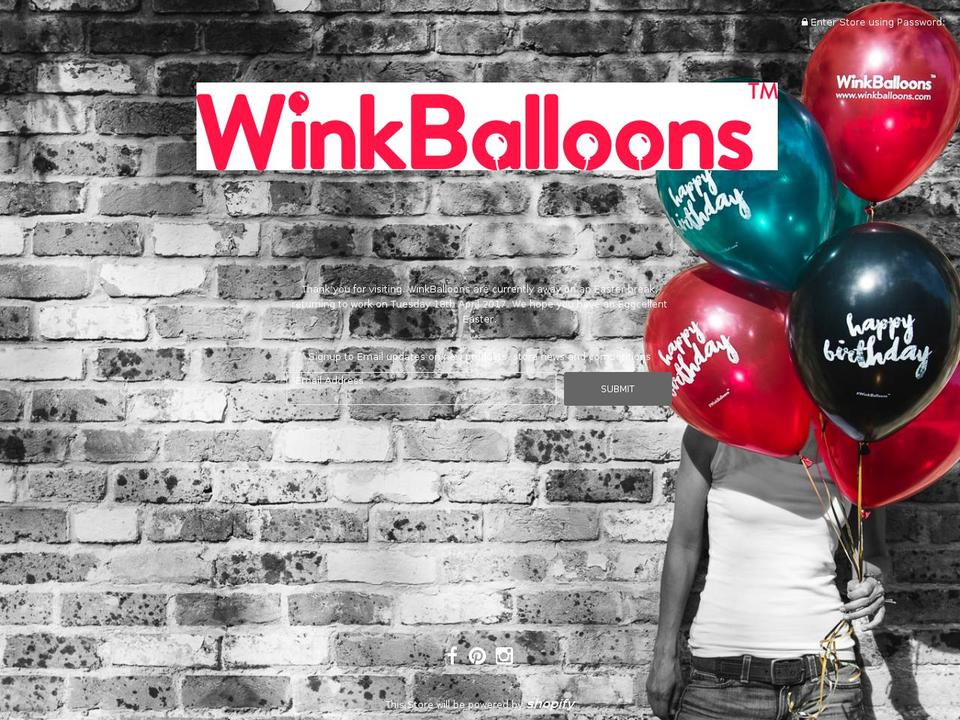 winkballoons.com shopify website screenshot