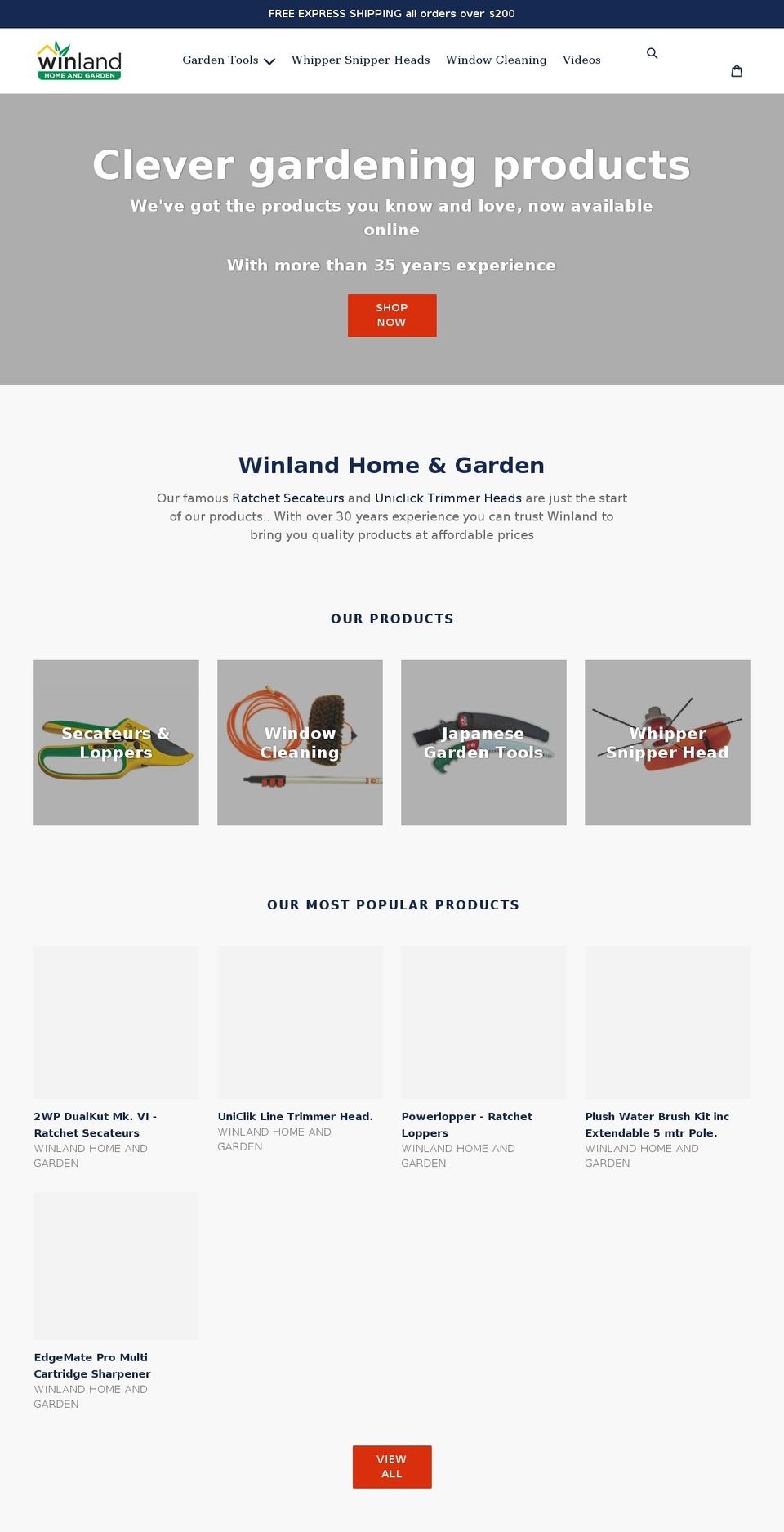 winlandhomeandgarden.com.au shopify website screenshot