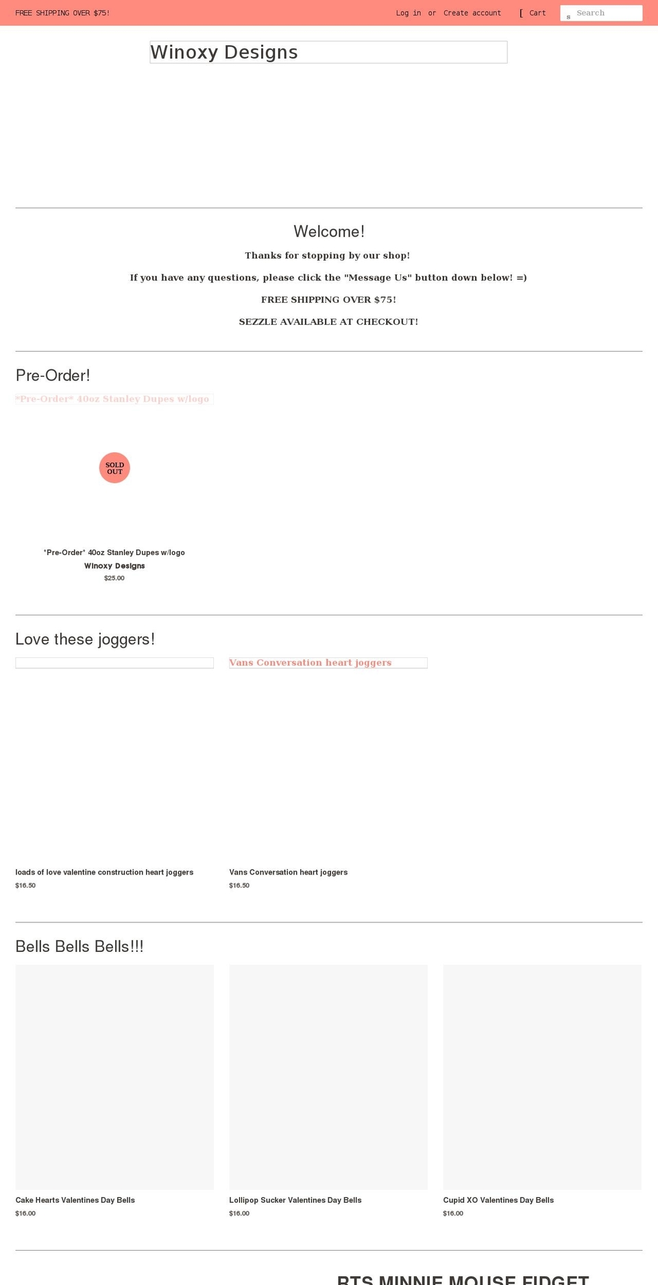 winoxydesigns.com shopify website screenshot