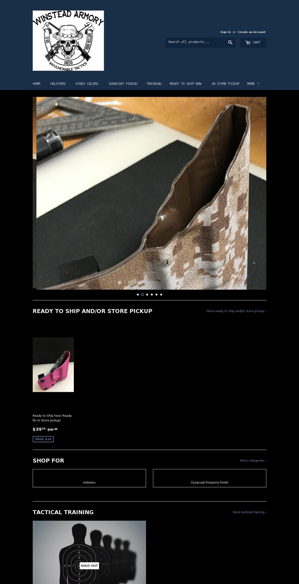 winsteadarmory.com shopify website screenshot