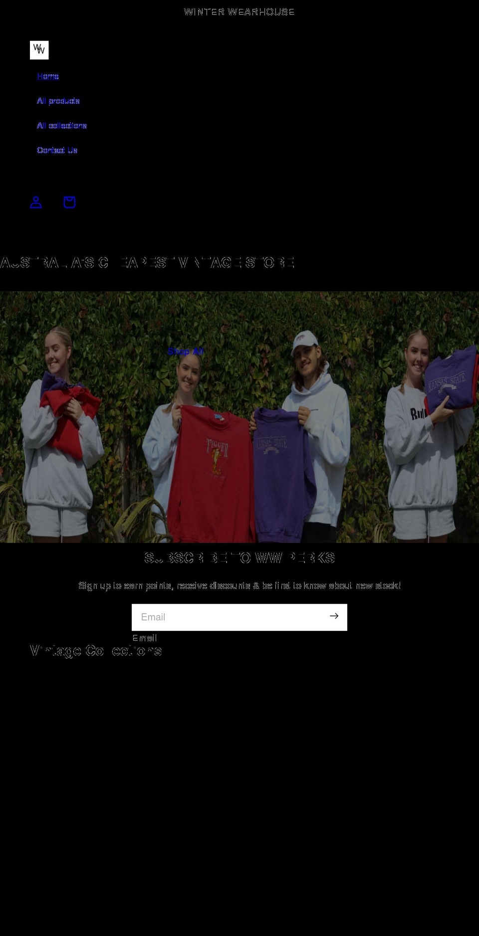 winter-wearhouse.com shopify website screenshot