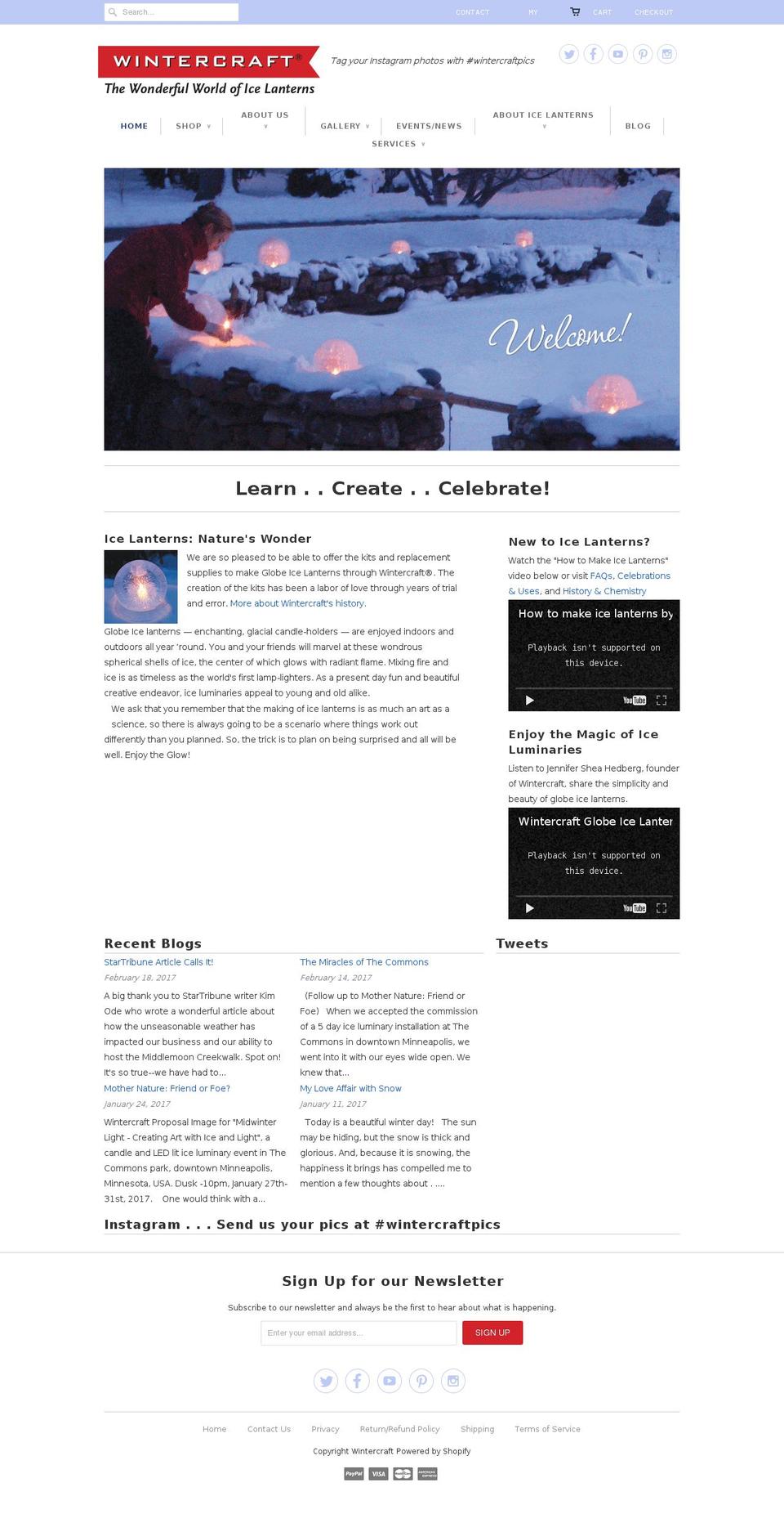 wintercraft.com shopify website screenshot