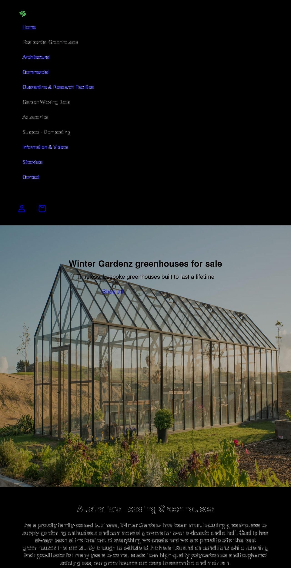 wintergardenz.com.au shopify website screenshot
