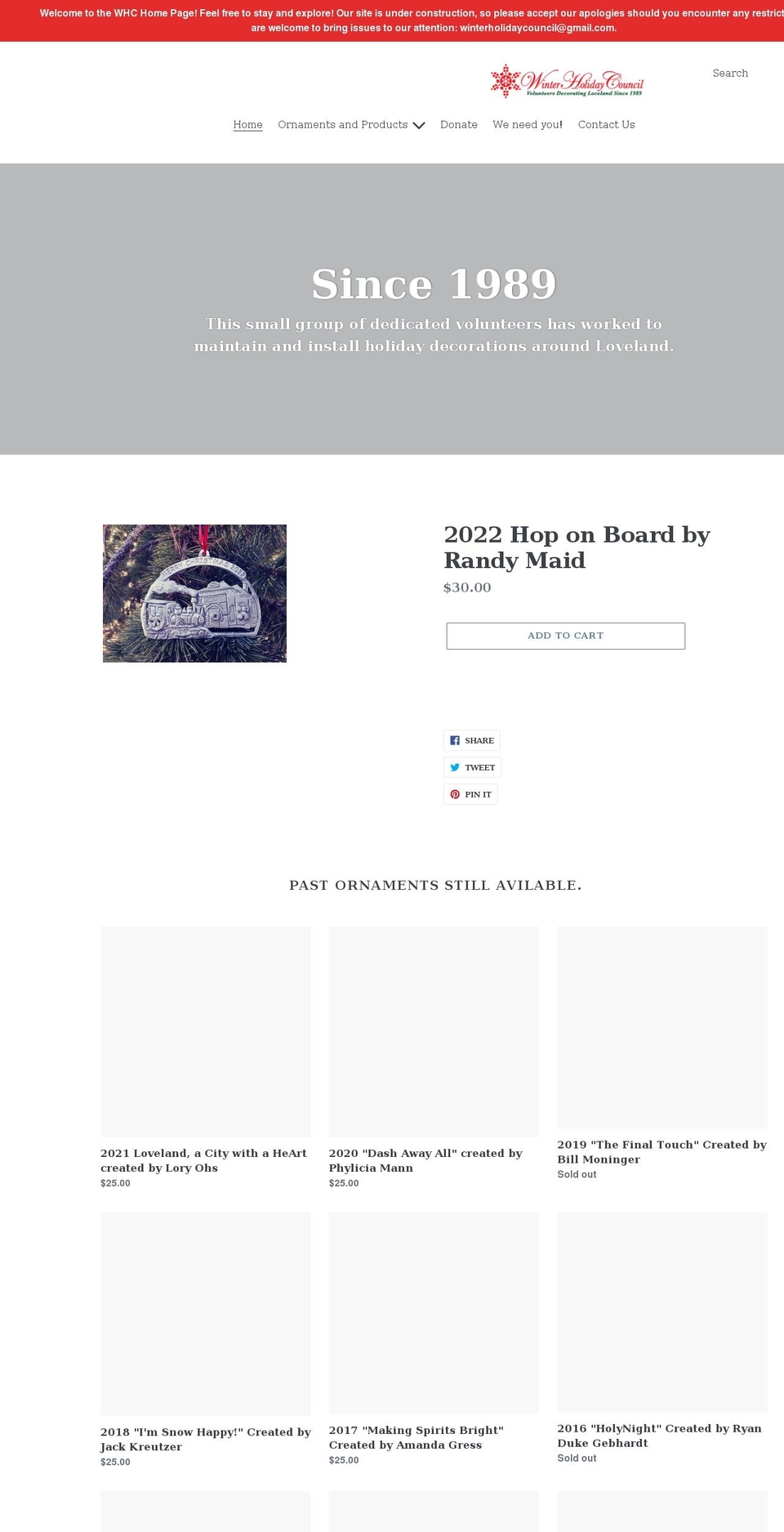 winterholidaycouncil.org shopify website screenshot