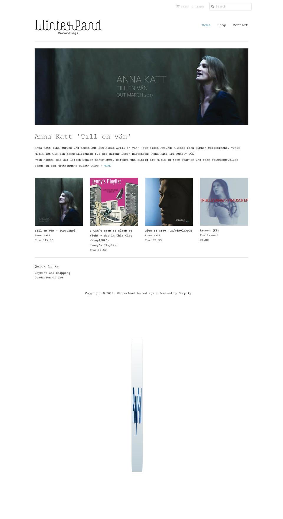winterland-recordings.net shopify website screenshot