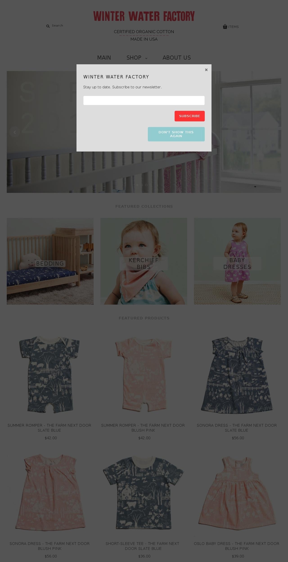 winterwaterfactory.com shopify website screenshot