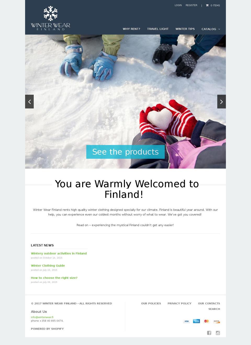 winterwearfinland.com shopify website screenshot