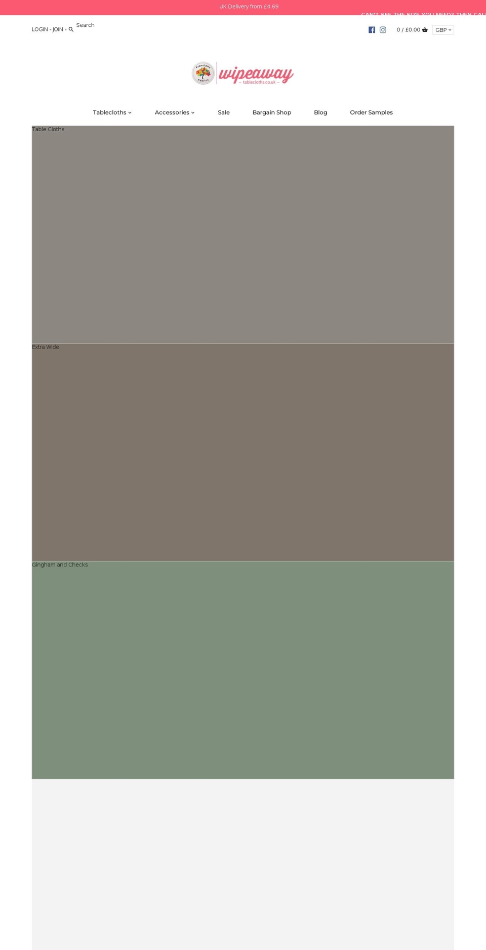 wipeawaytablecloths.co.uk shopify website screenshot
