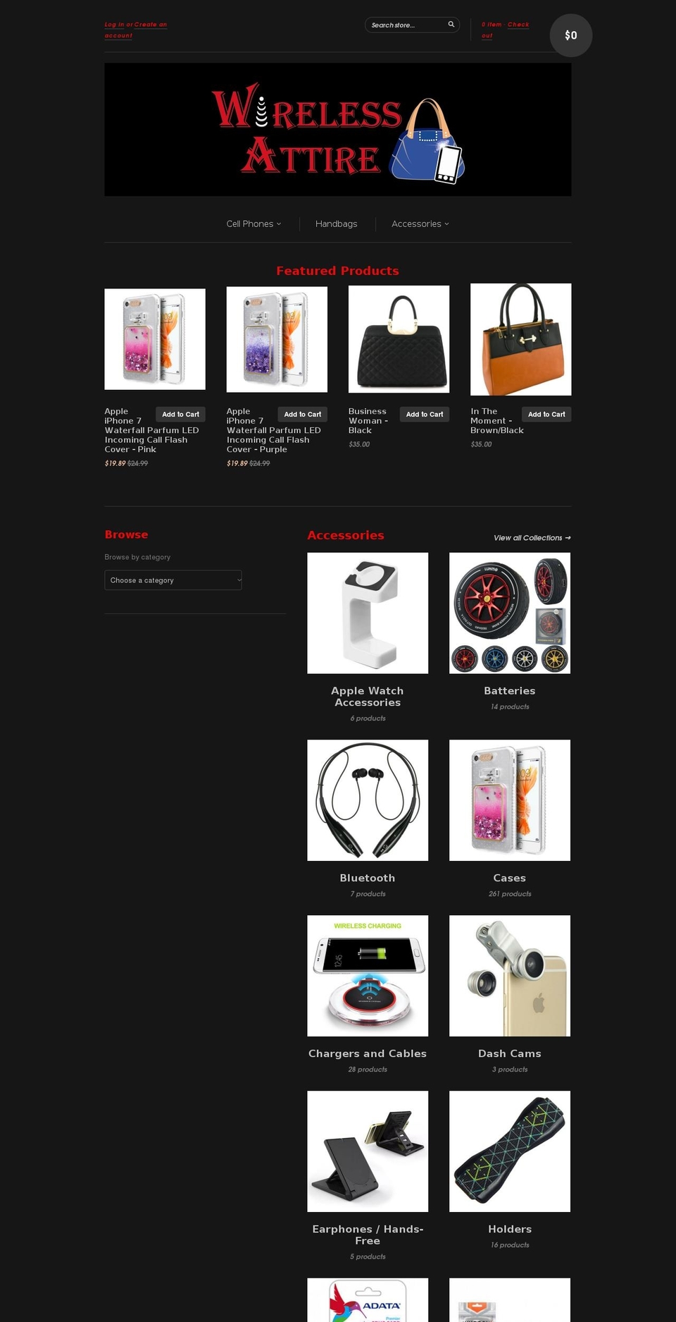 wirelessattire.com shopify website screenshot