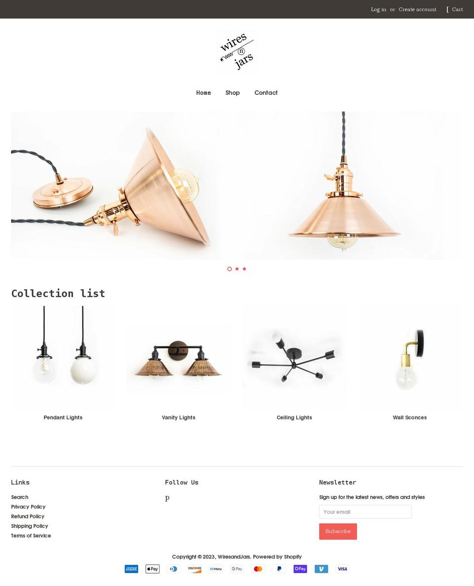 wiresnjars.com shopify website screenshot