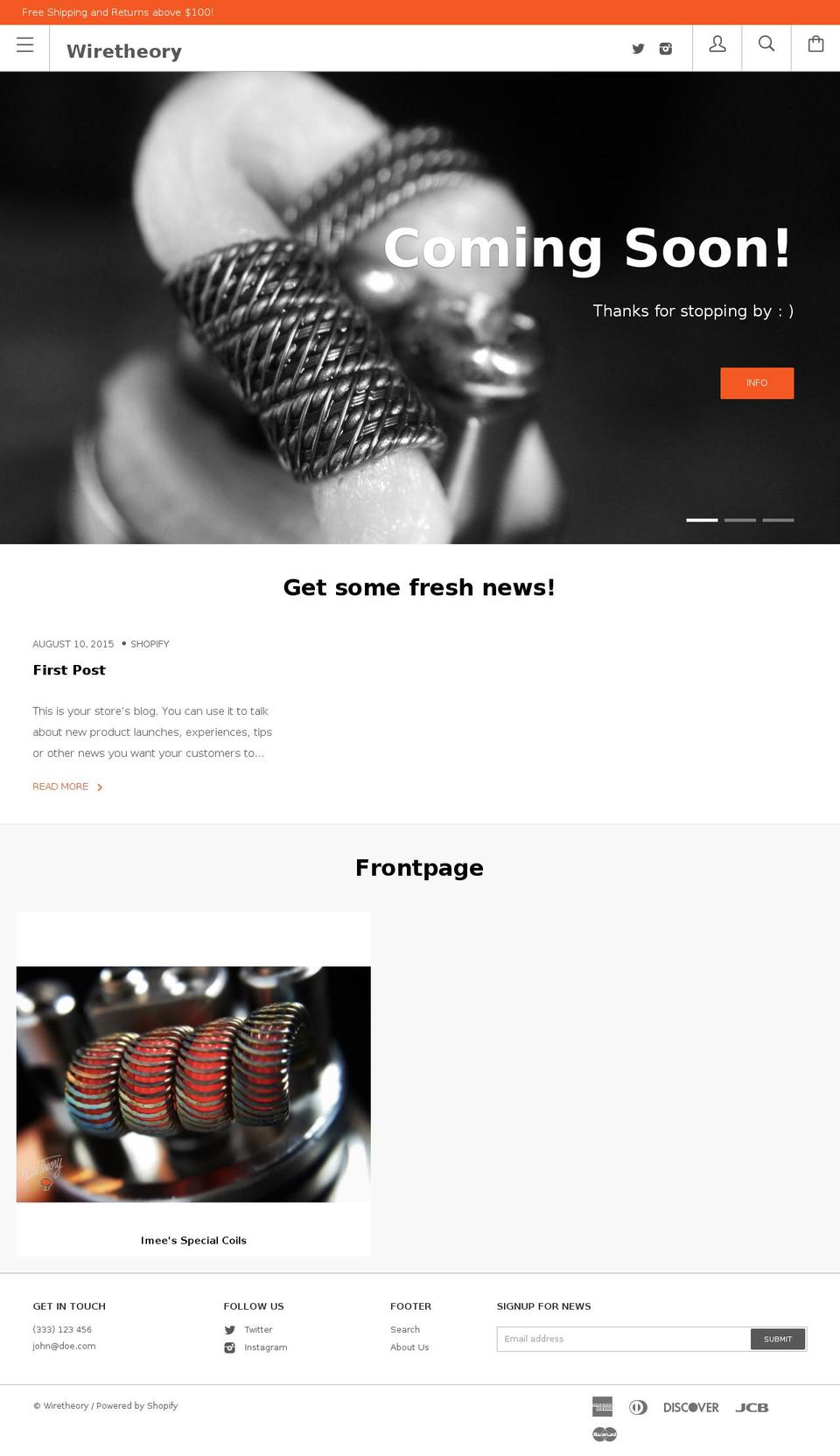 wiretheory.com shopify website screenshot