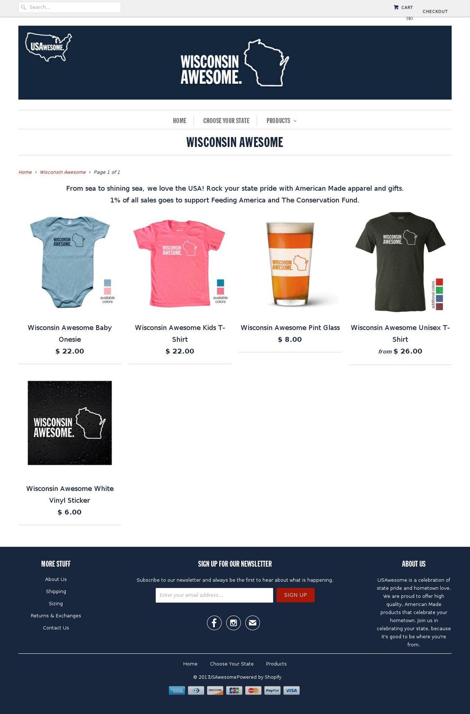 wisconsinawesome.us shopify website screenshot