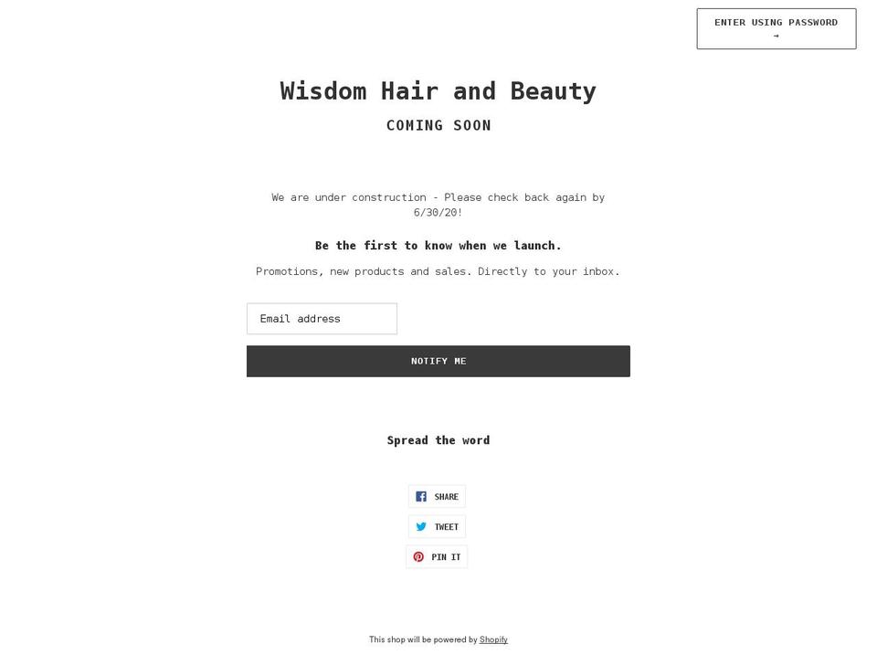 wisdom-hair-and-beauty.myshopify.com shopify website screenshot