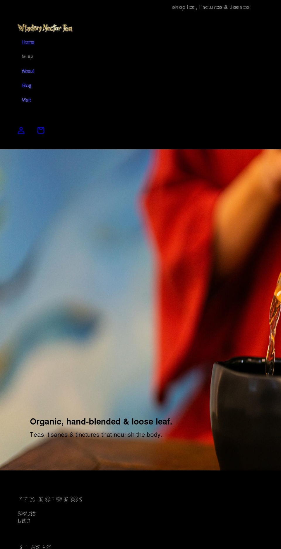 wisdomnectartea.com shopify website screenshot