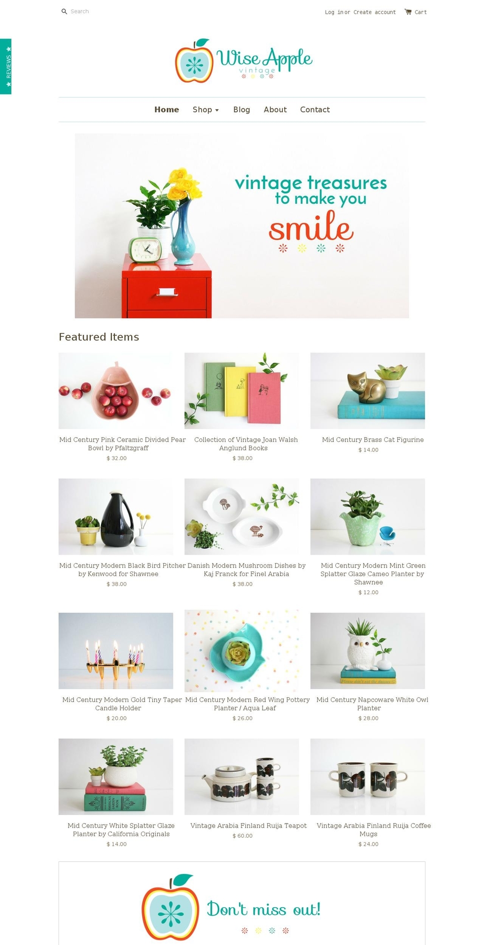 wiseapplevintage.com shopify website screenshot