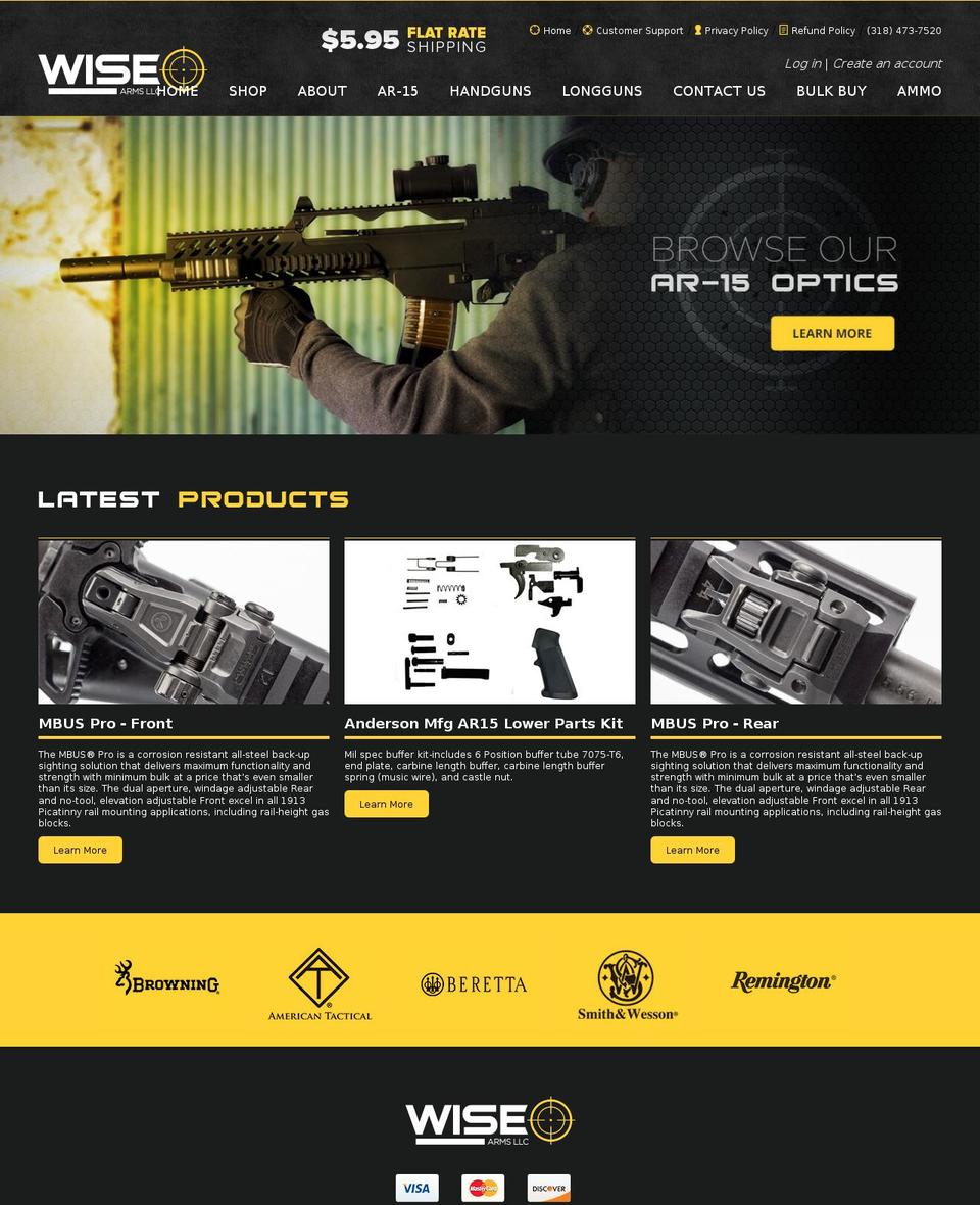 wisearms.com shopify website screenshot