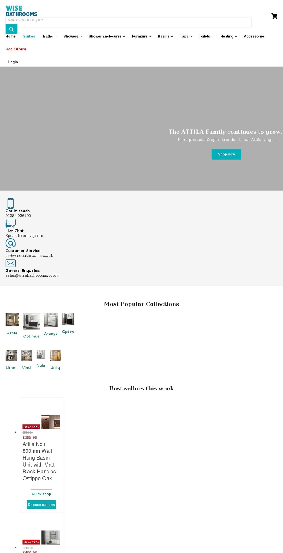 wisebathrooms.co.uk shopify website screenshot