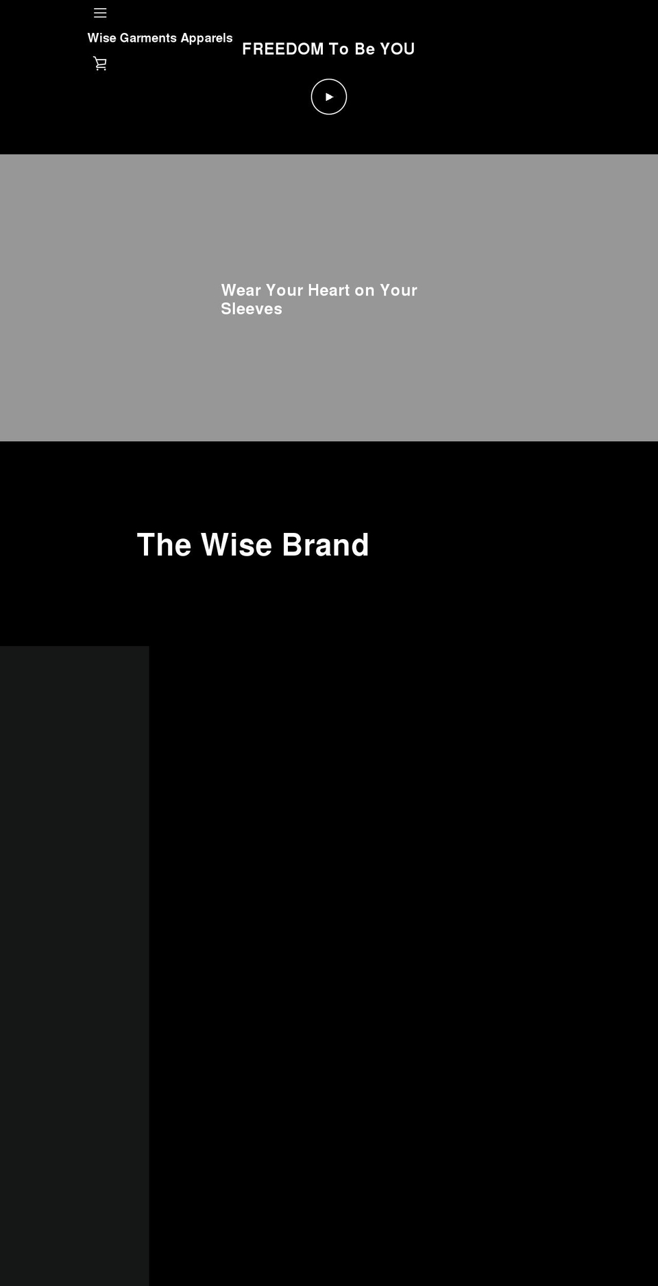 wisegarments.com shopify website screenshot