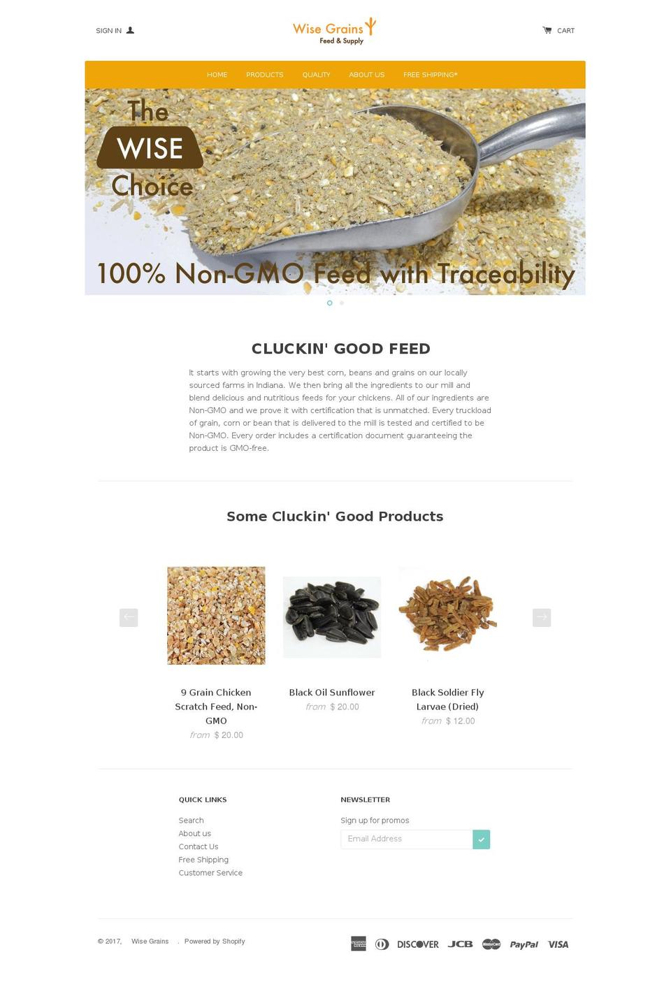 wisegrains.com shopify website screenshot