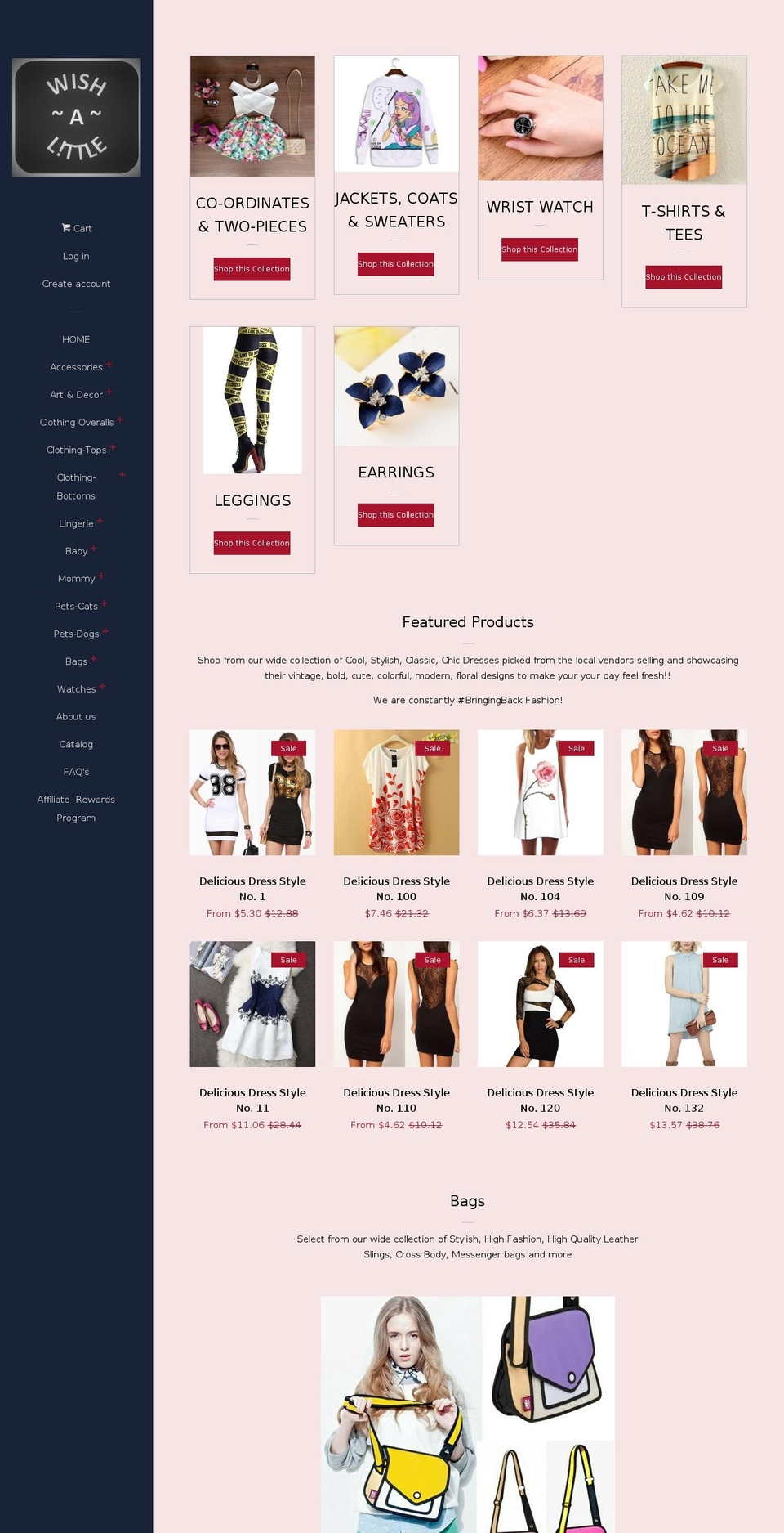 wish-a-little.com shopify website screenshot