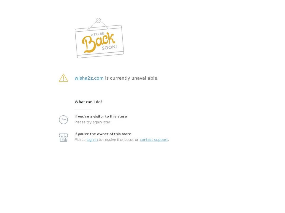 wisha2z.com shopify website screenshot