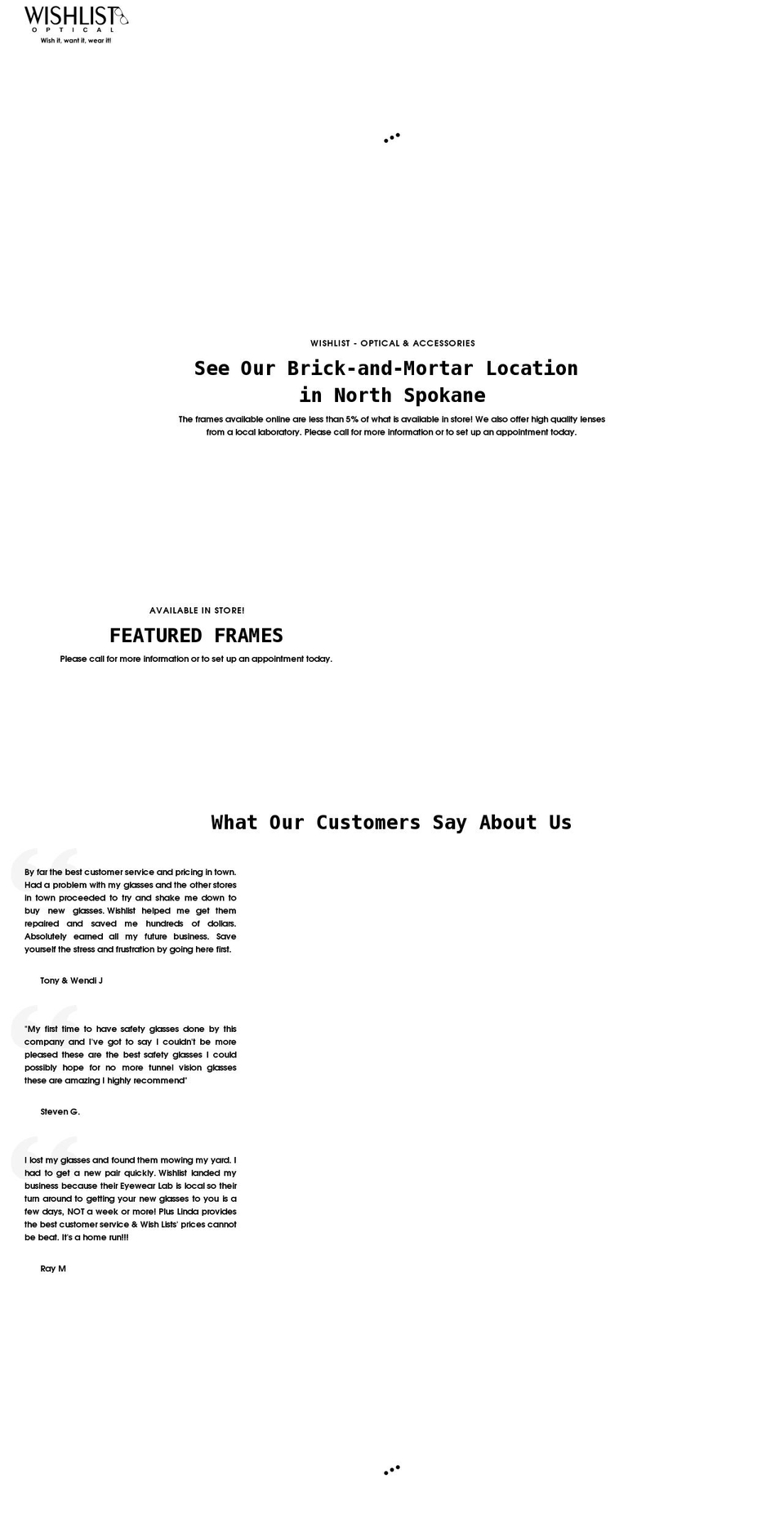 wishlistoptical.com shopify website screenshot