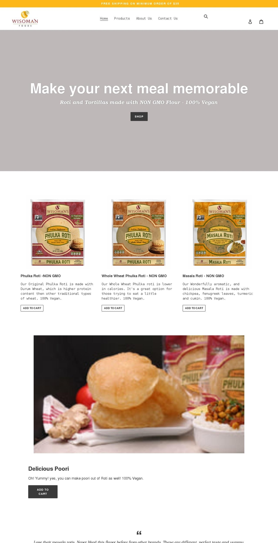 wisomanfoods.com shopify website screenshot