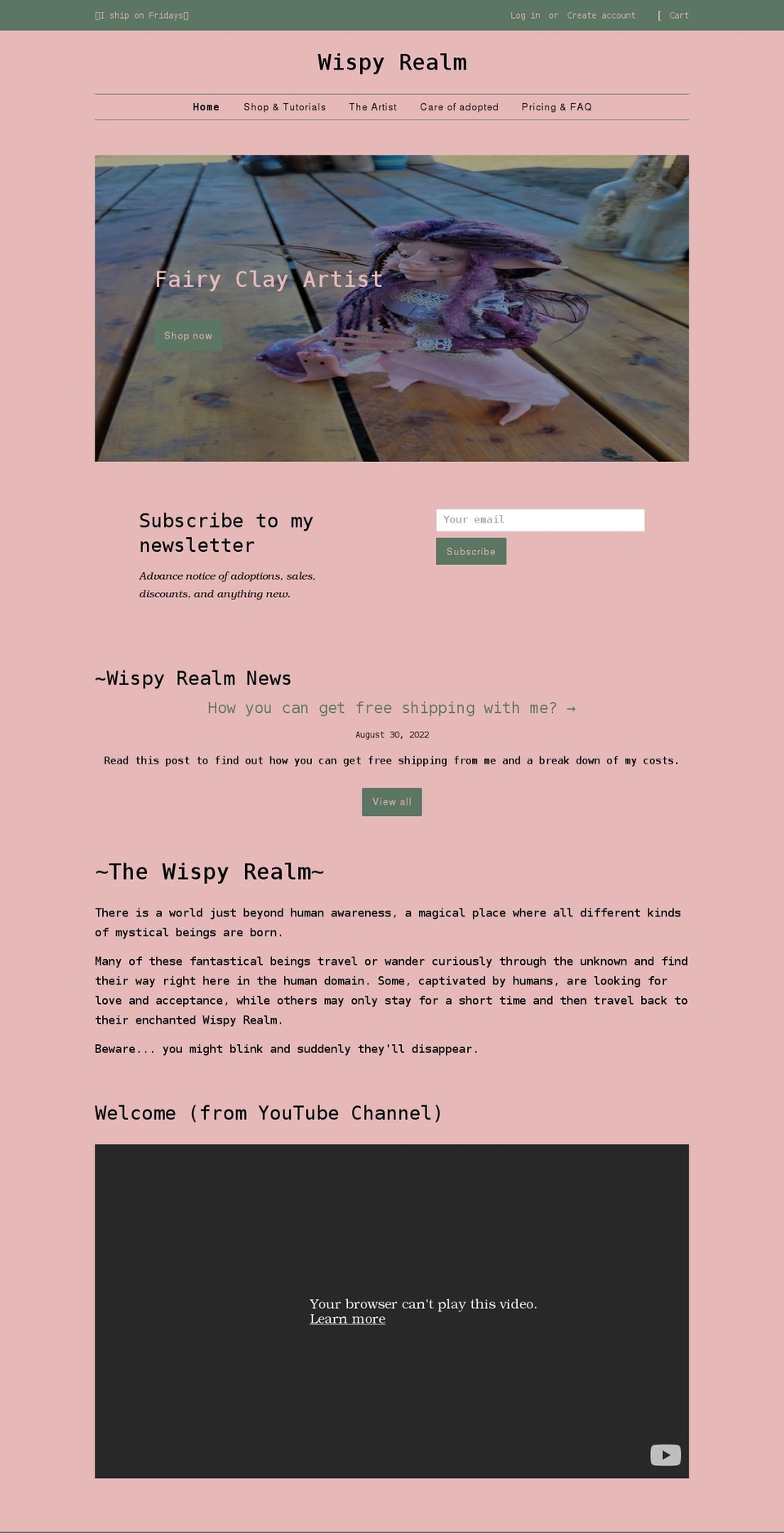wispyrealm.com shopify website screenshot