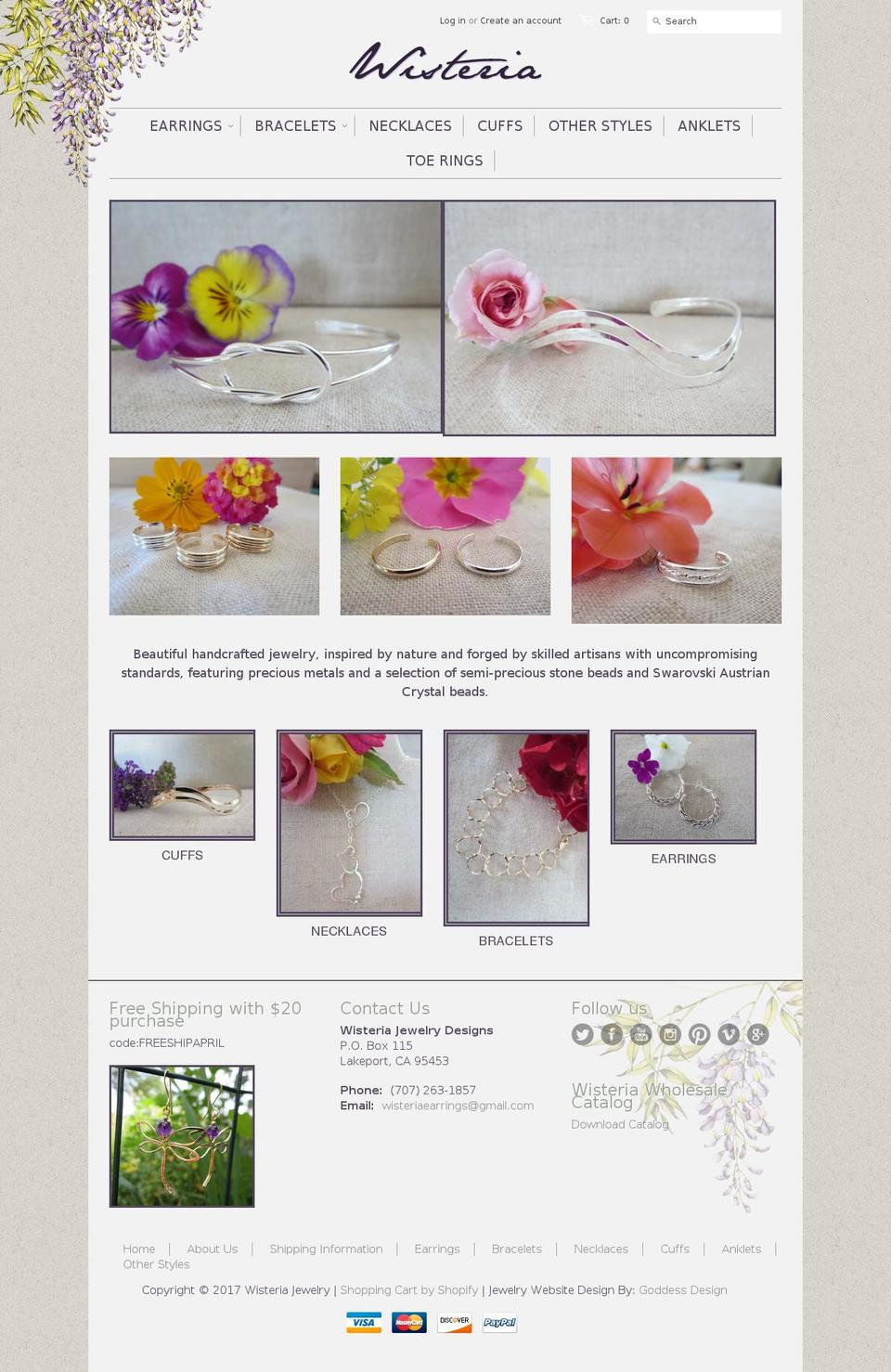 wisteriaearrings.com shopify website screenshot