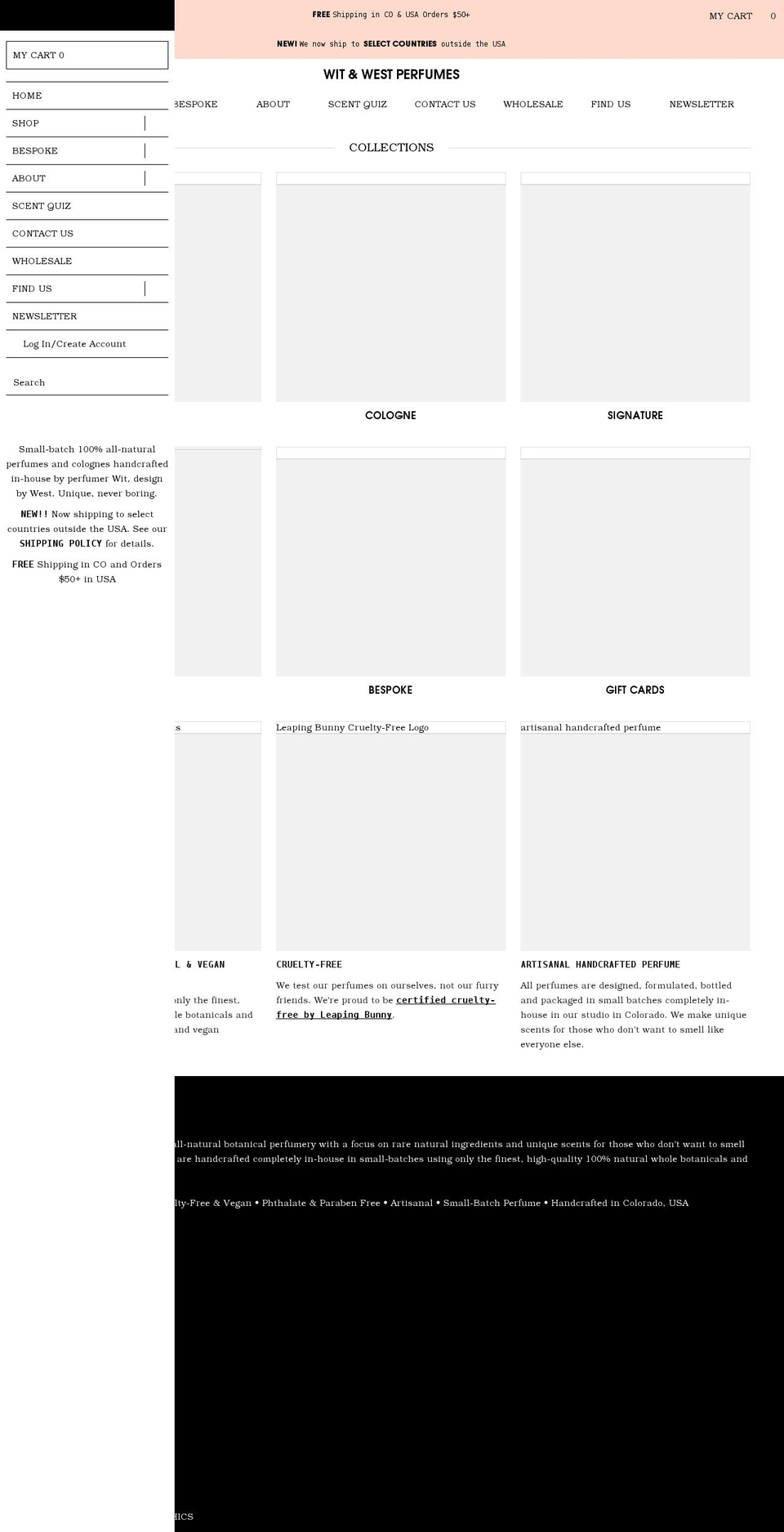 witandwest.com shopify website screenshot
