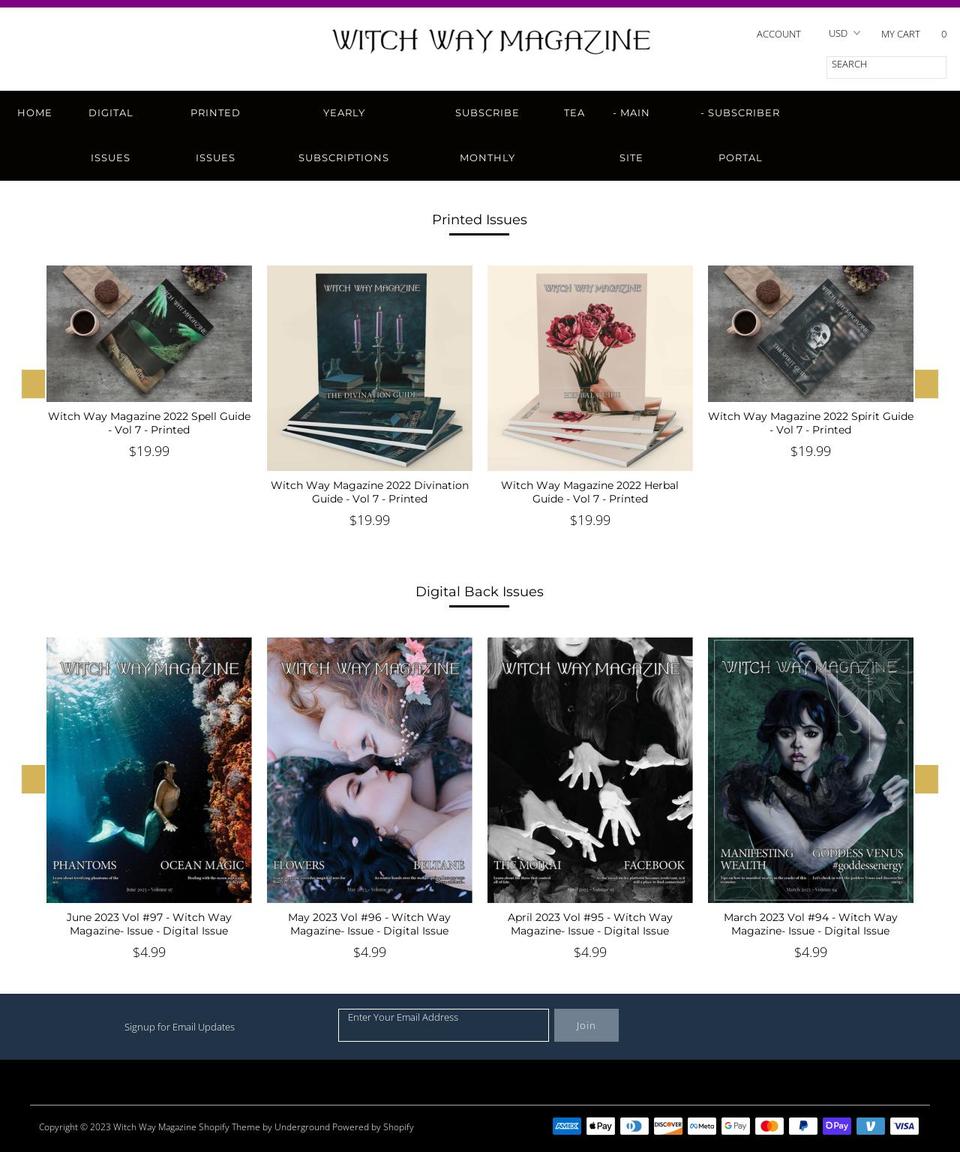 witch-way-magazine.myshopify.com shopify website screenshot