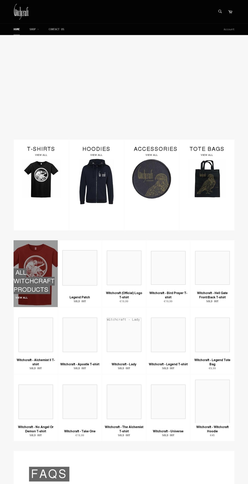 witchcraftband.com shopify website screenshot