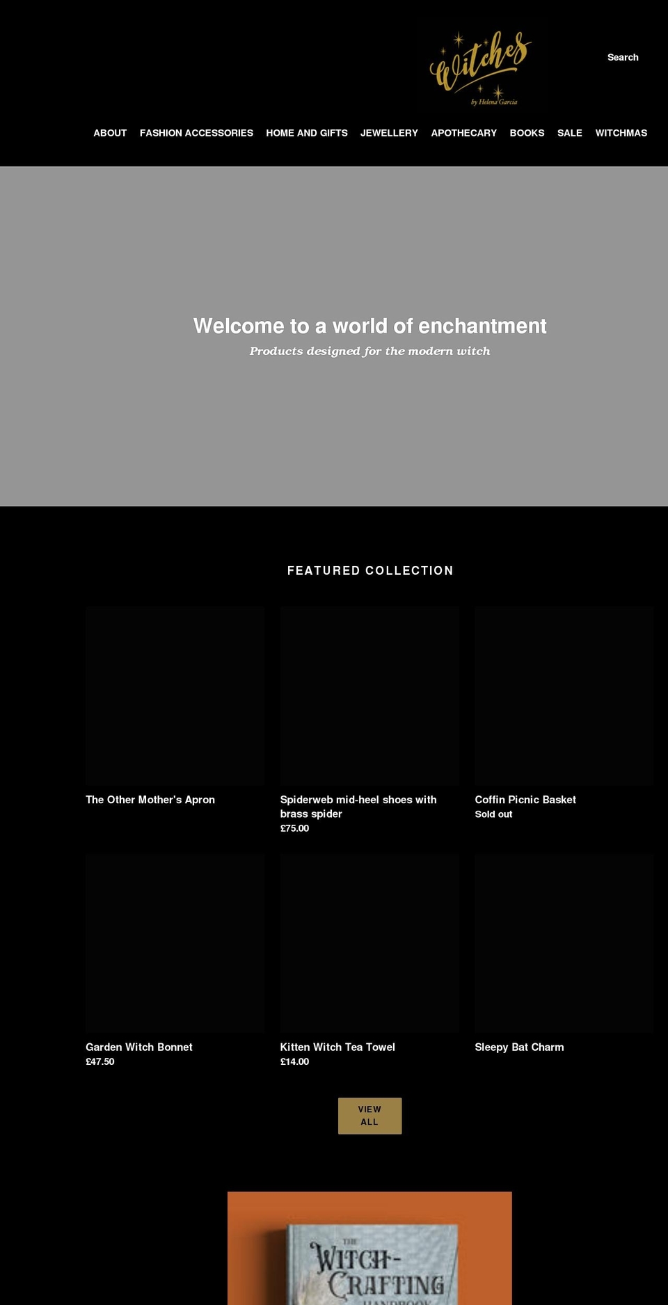 witchesbyhelenagarcia.com shopify website screenshot