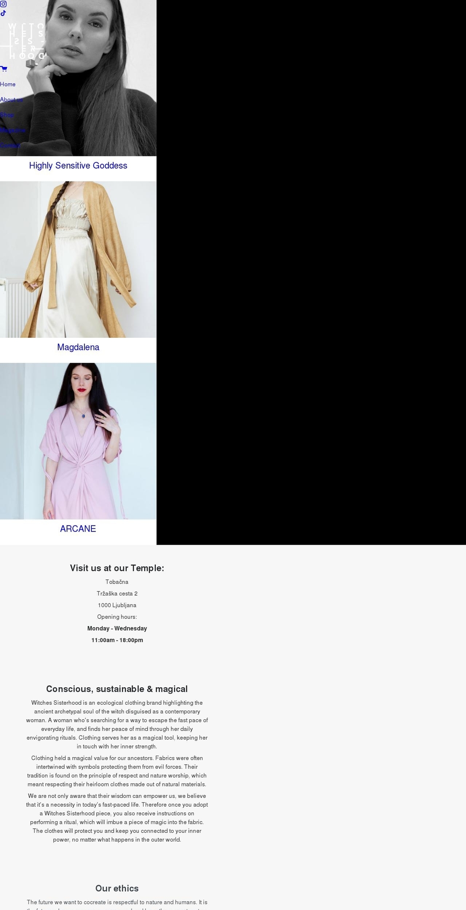 witchessisterhood.com shopify website screenshot