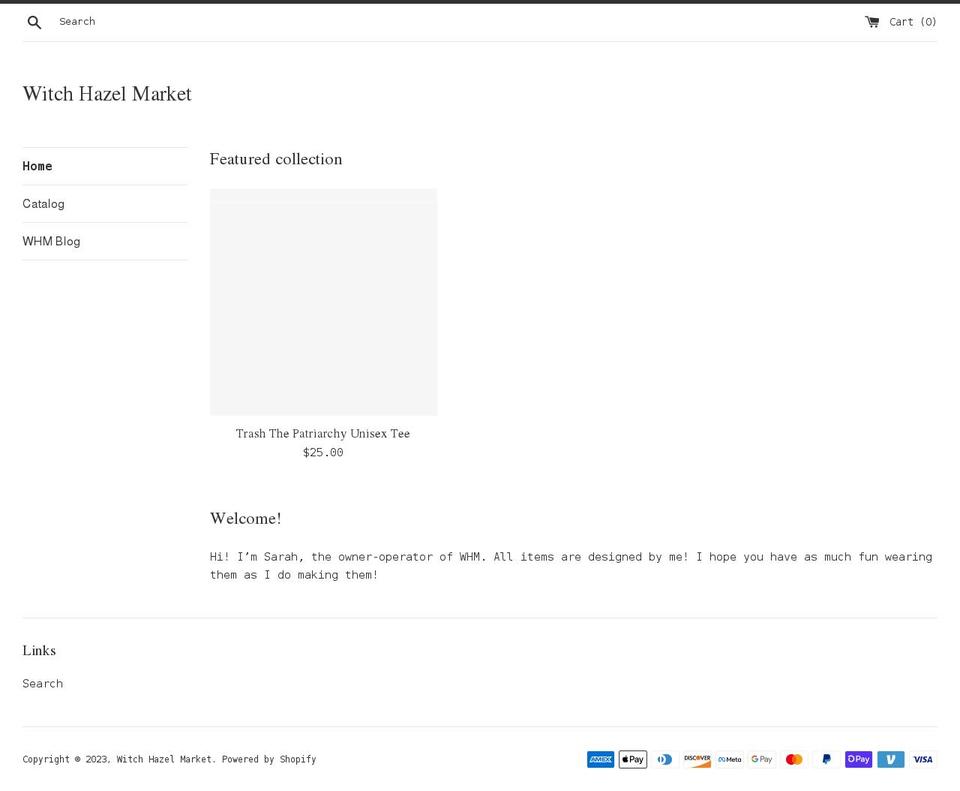 witchhazelmarket.com shopify website screenshot