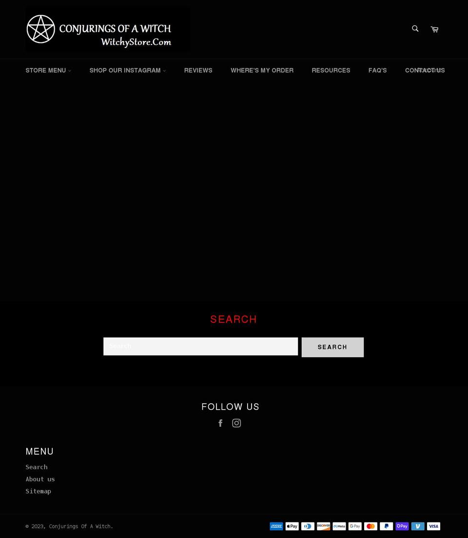 witchystore.com shopify website screenshot