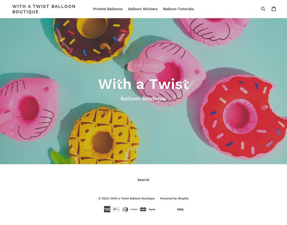 with-a-twist-balloon-boutique.myshopify.com shopify website screenshot