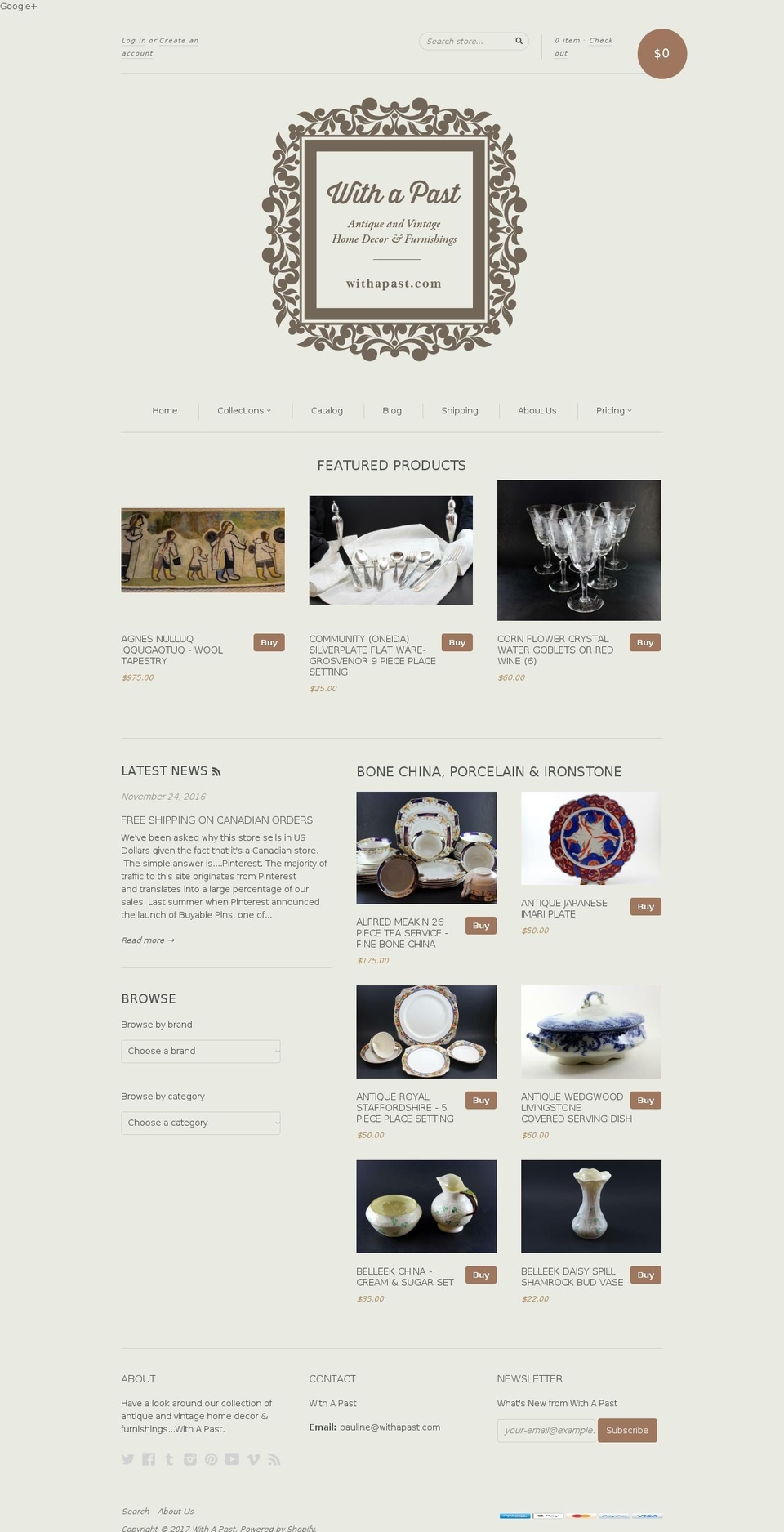 withapast.com shopify website screenshot