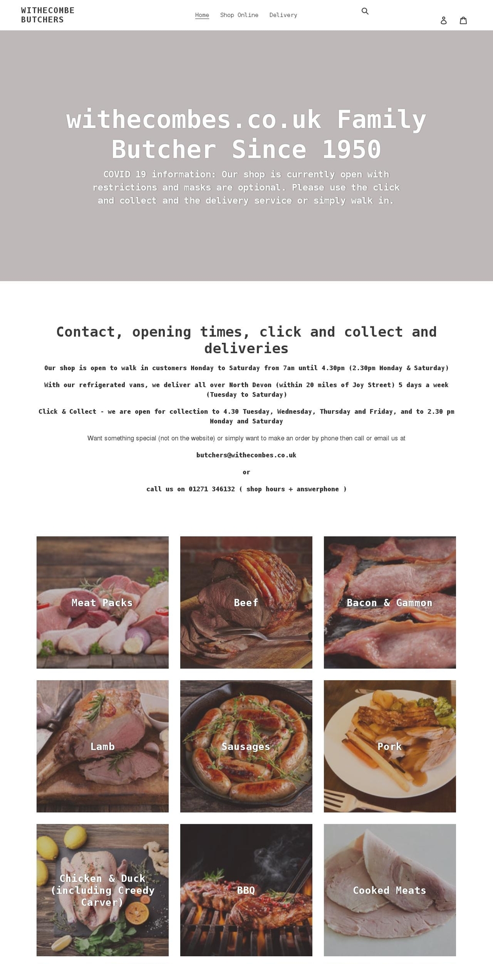withecombes.co.uk shopify website screenshot